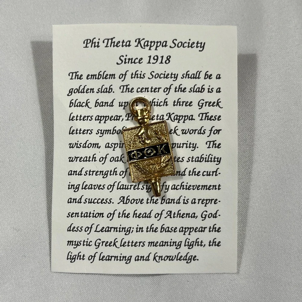 Phi Theta Kappa Lapel Pin Gold Black Greek Honor Society Achievement